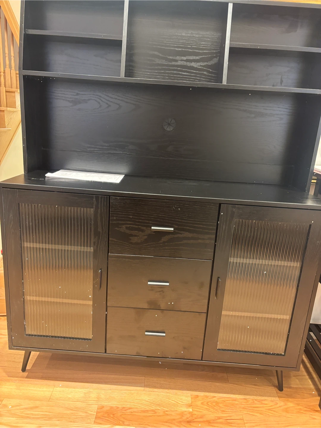 Black Hutch with Cabinet and Drawer Storage - photo 3