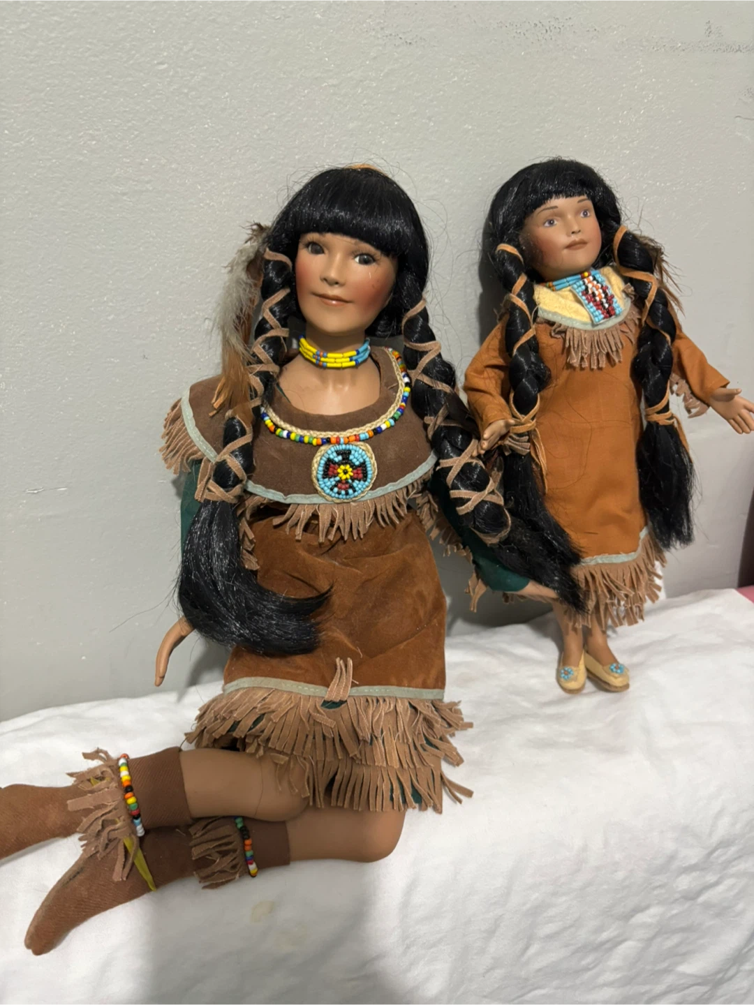 Each /Native American Dolls Set - Two Figurines