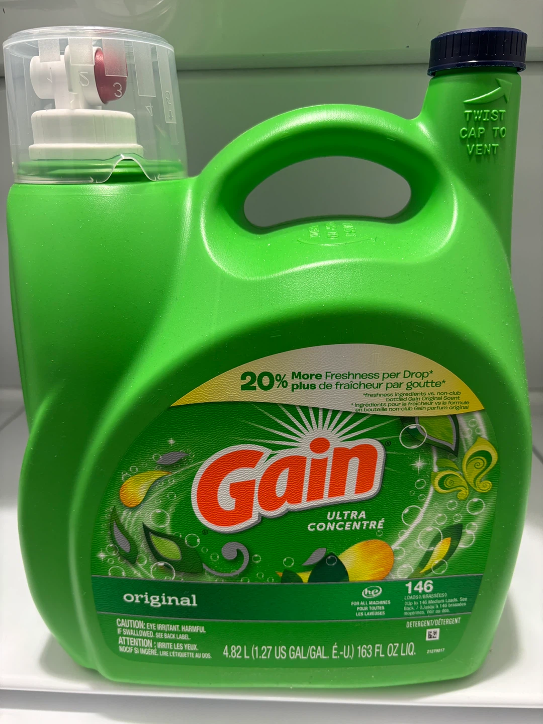 Gain Laundry Detergent, 4.82L - NEW