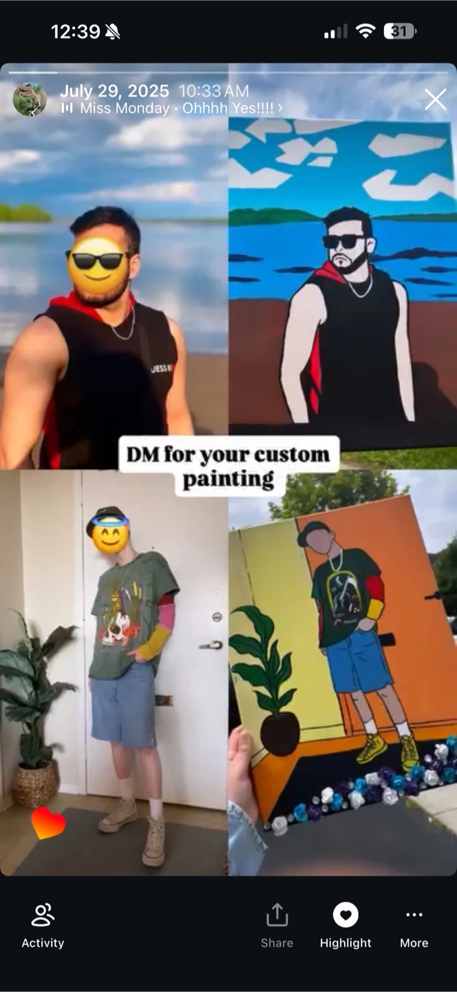 Custom Painted Canvas Art Portrait - photo 2