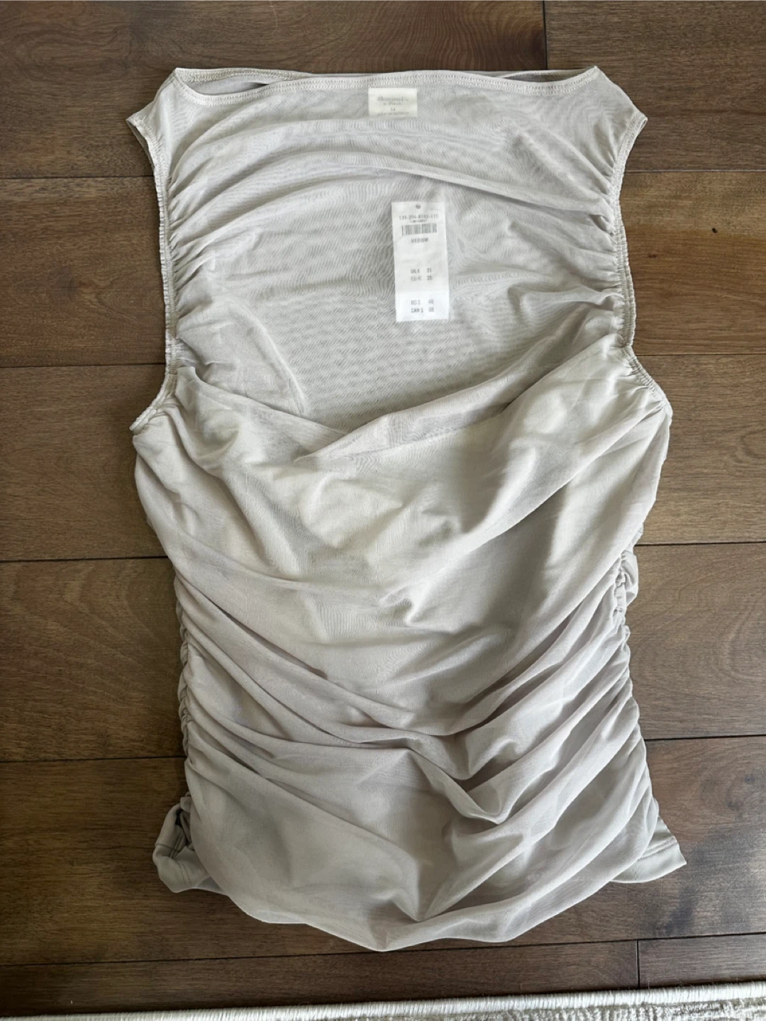 NEW Abercrombie & Fitch Ruched Mesh Tank Top - Beige - photo 2