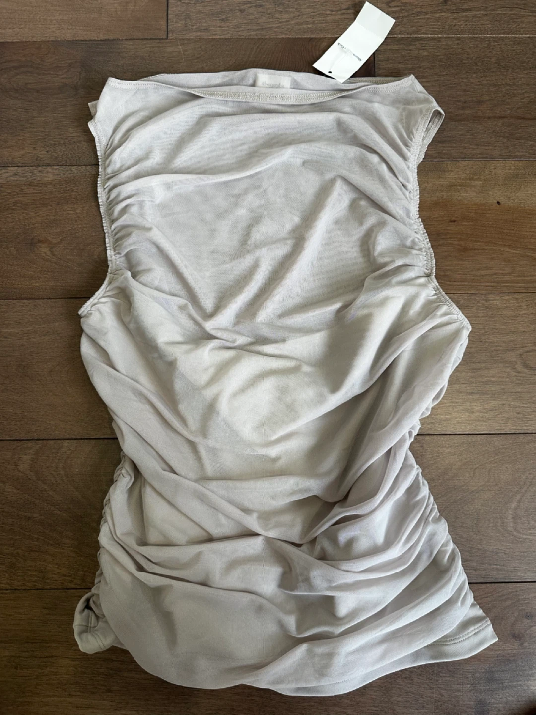 NEW Abercrombie & Fitch Ruched Mesh Tank Top - Beige