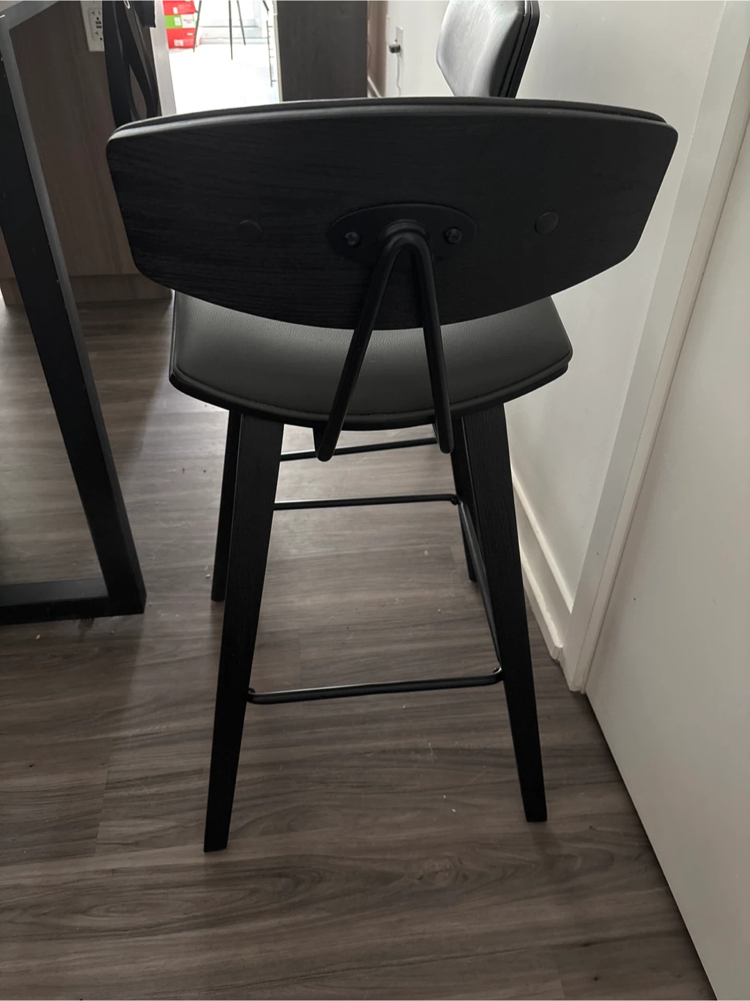 Set of 2 Black Faux Leather Bar Stools - photo 3