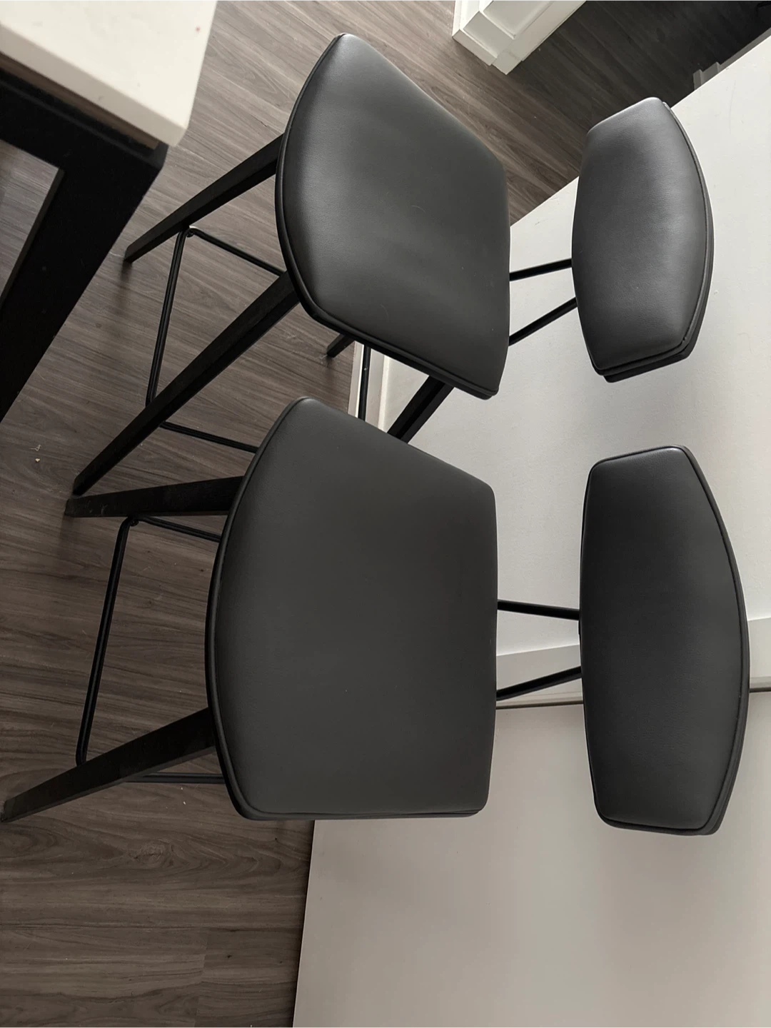 Set of 2 Black Faux Leather Bar Stools