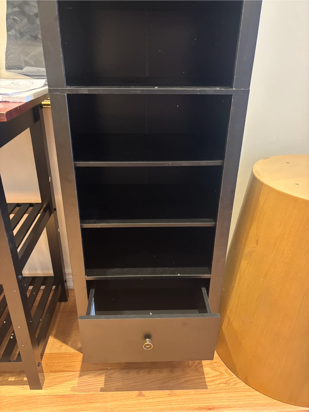 Black Tall Bookshelf with 1 Drawer- AS IS - photo 3