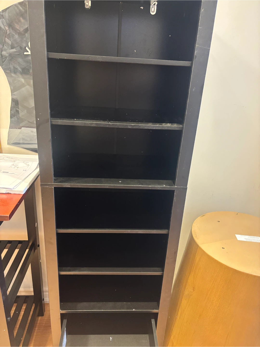 Black Tall Bookshelf with 1 Drawer- AS IS