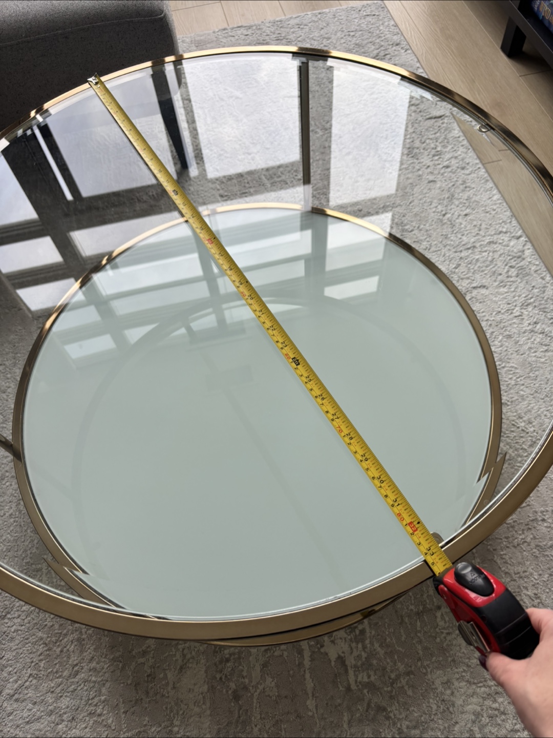 Round Glass Coffee Table with Gold Frame - photo 3