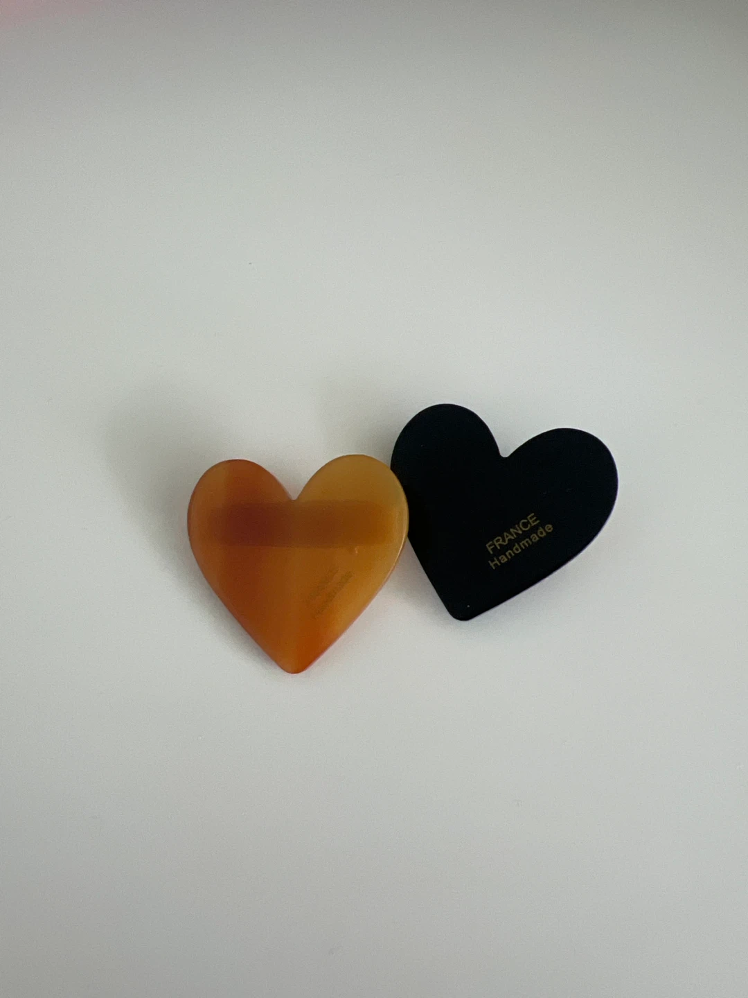 Heart Hair Clips - Black & Amber