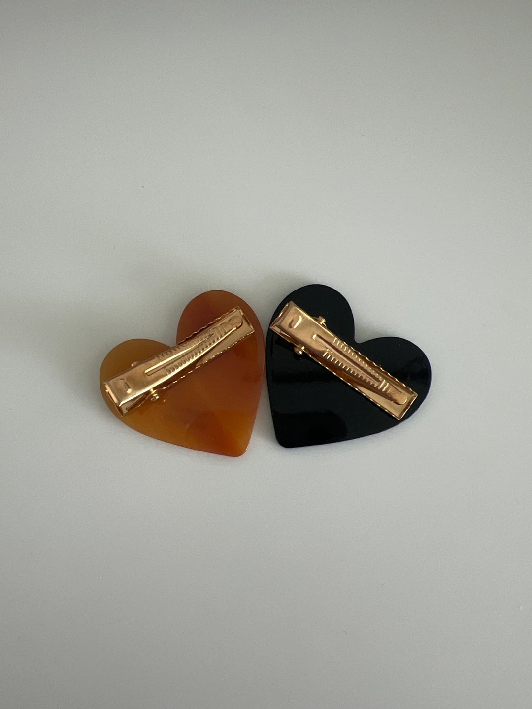 Heart Hair Clips - Black & Amber - photo 2