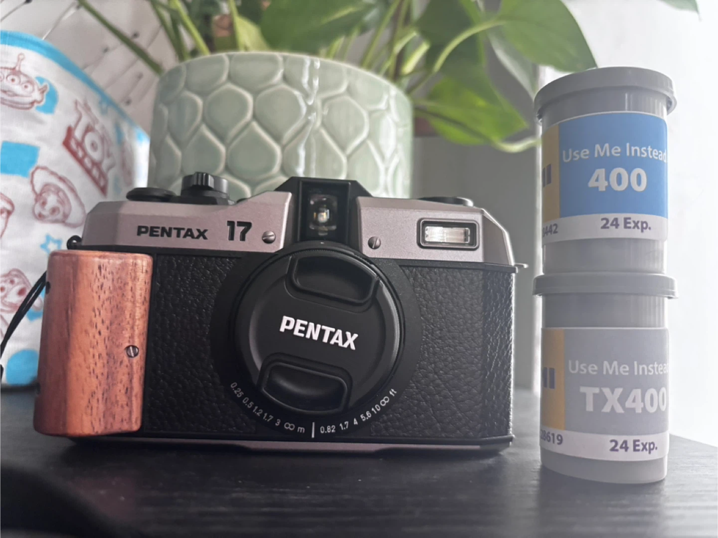 Pentax 17 Film Camera with Wood Grip plus 2 extra film rolls