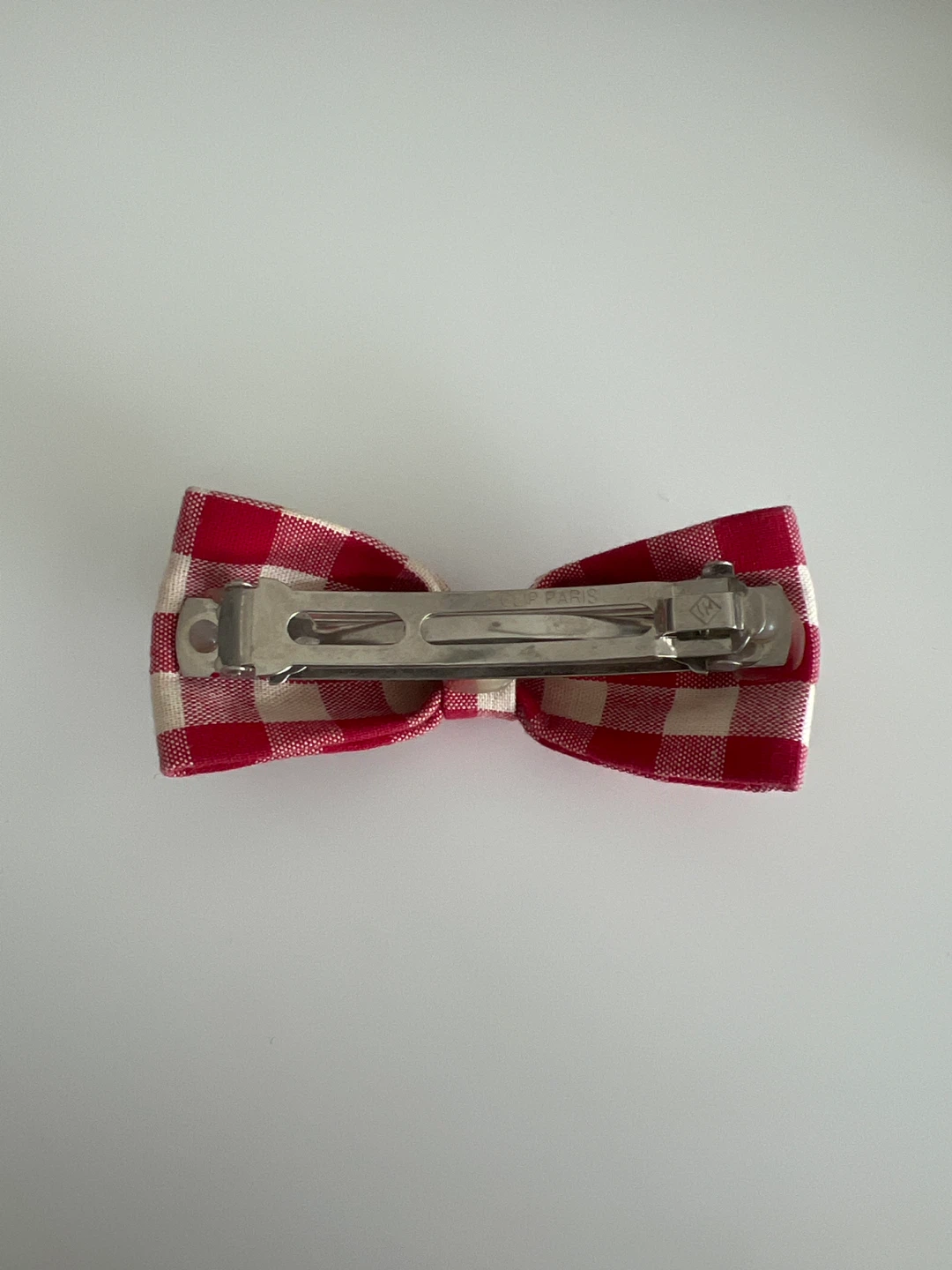 Red and White Gingham Bow Hair Clip - photo 2