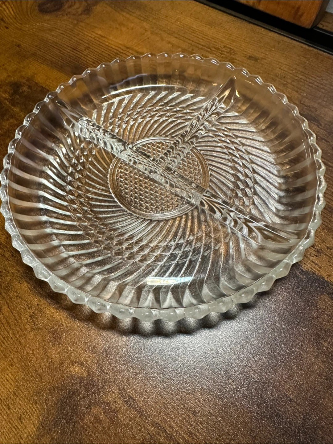 Clear Glass Divided Serving Platter