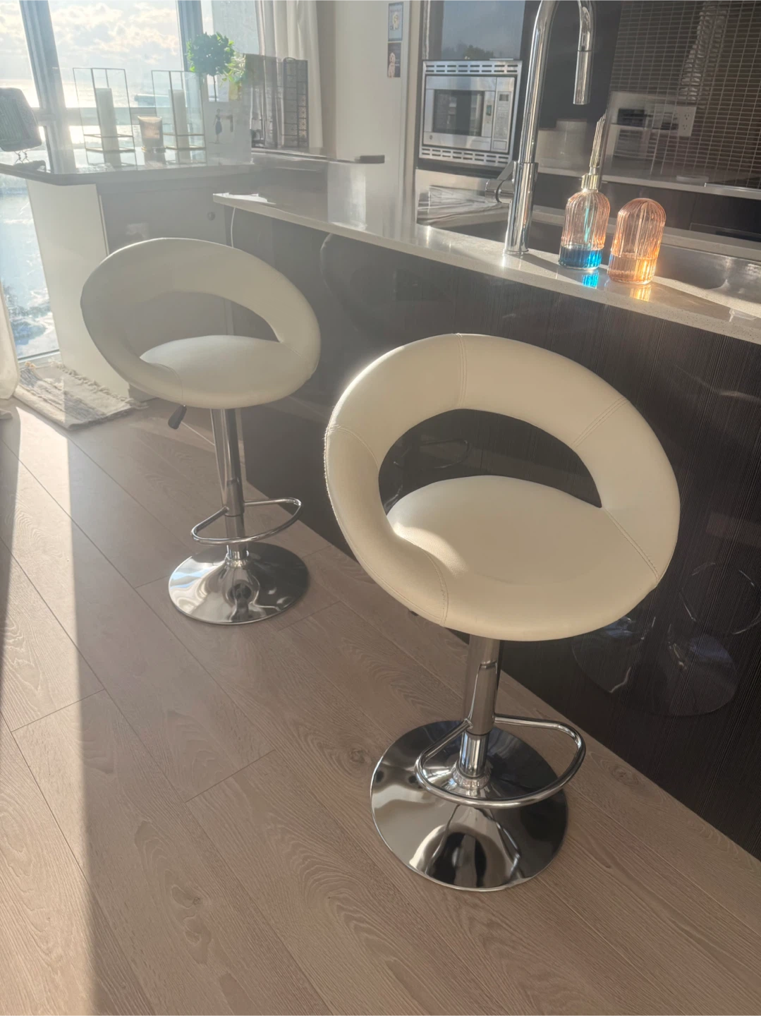 White Adjustable Bar Stools