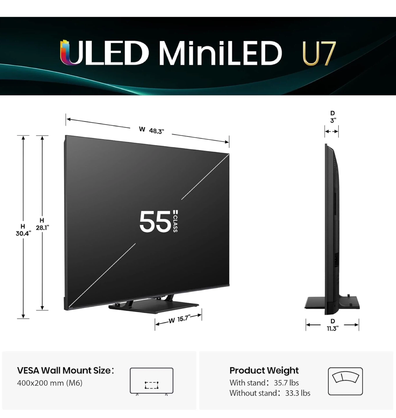 Hisense 55" ULED U7 MiniLED TV - photo 2