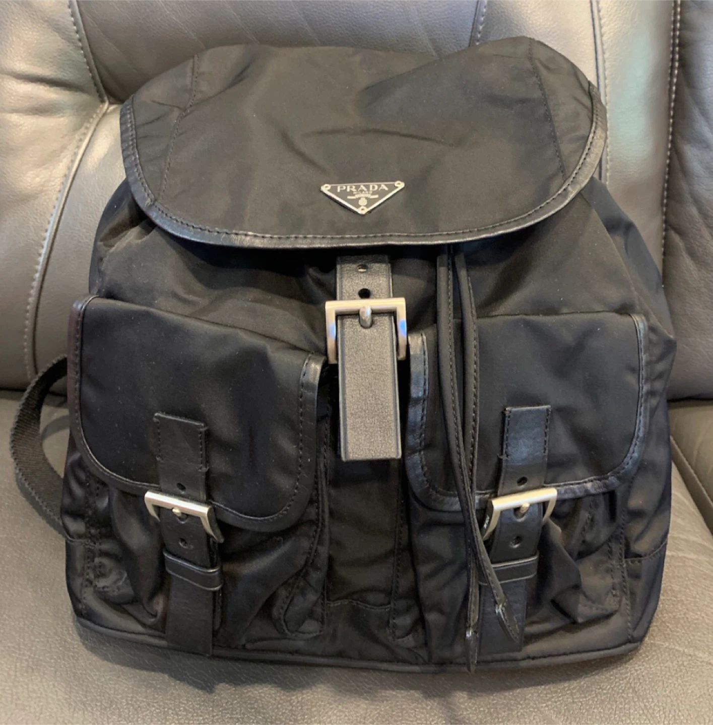 Black Prada Nylon Backpack Unisex
