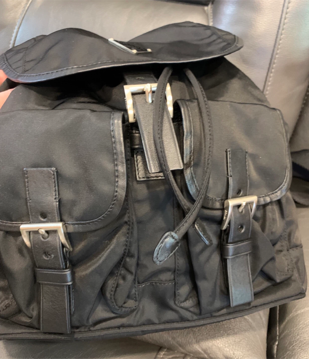 Black Prada Nylon Backpack Unisex - photo 4