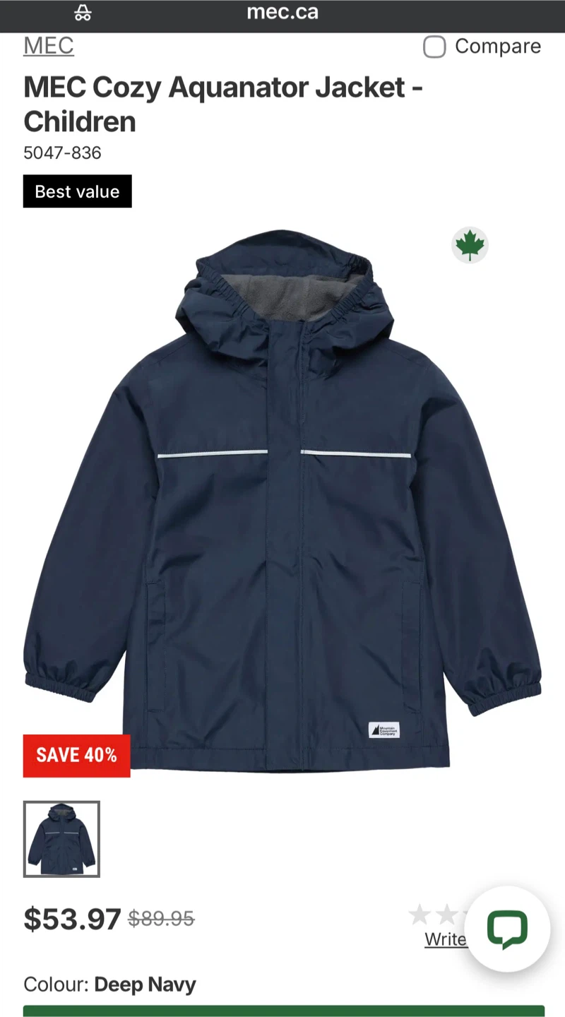 MEC Children's Rain Jacket Size 3 - photo 5