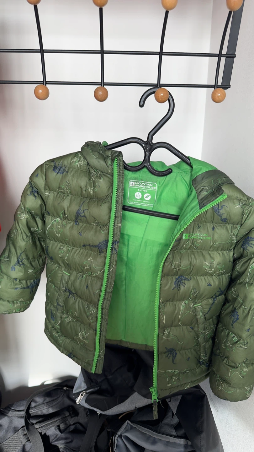 Khaki Mountain Warehouse Kids Dinosaur Puffer Jacket - 3-4 Yrs