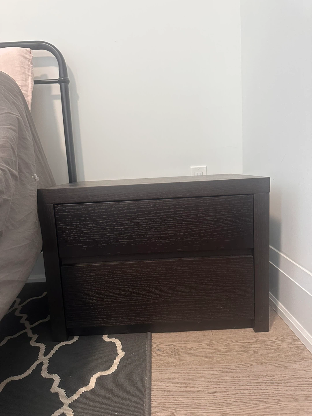 Dark Brown 2-Drawer Nightstand set of 2 - photo 2