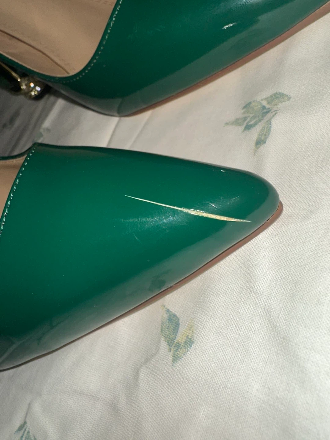 Emerald Green Patent Heels with Embellished Heels - photo 2