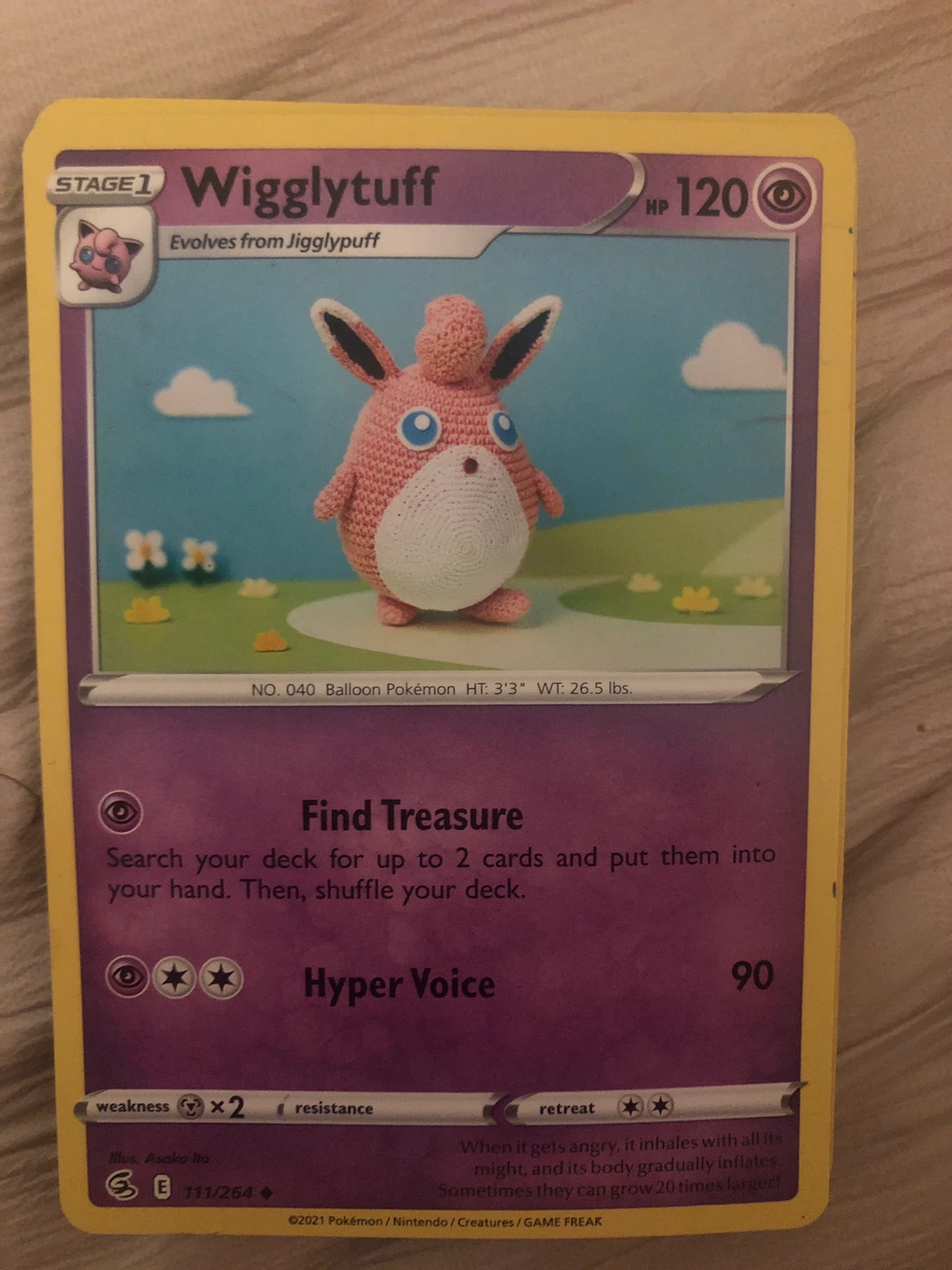 Pokemon Wigglytuff Stage 1 Trading Card