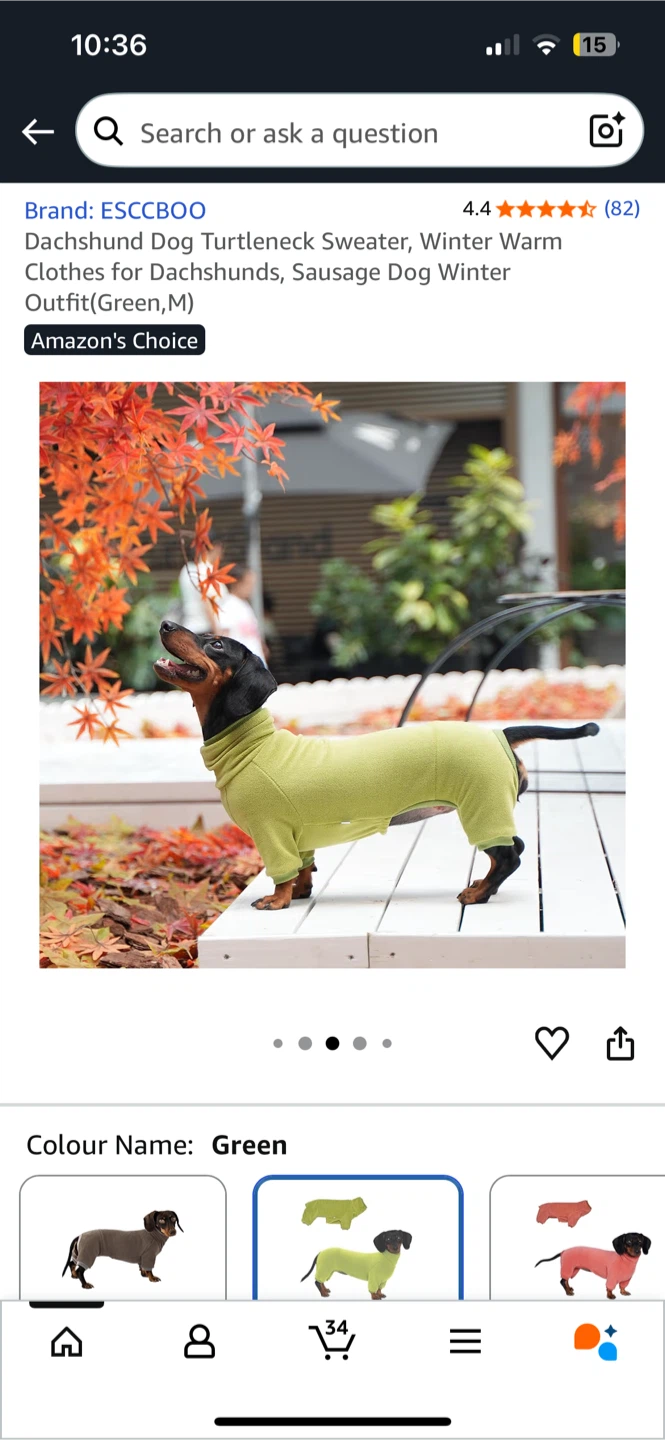 ESCCBOO Dachshund Turtleneck Dog Sweater Green M - photo 4