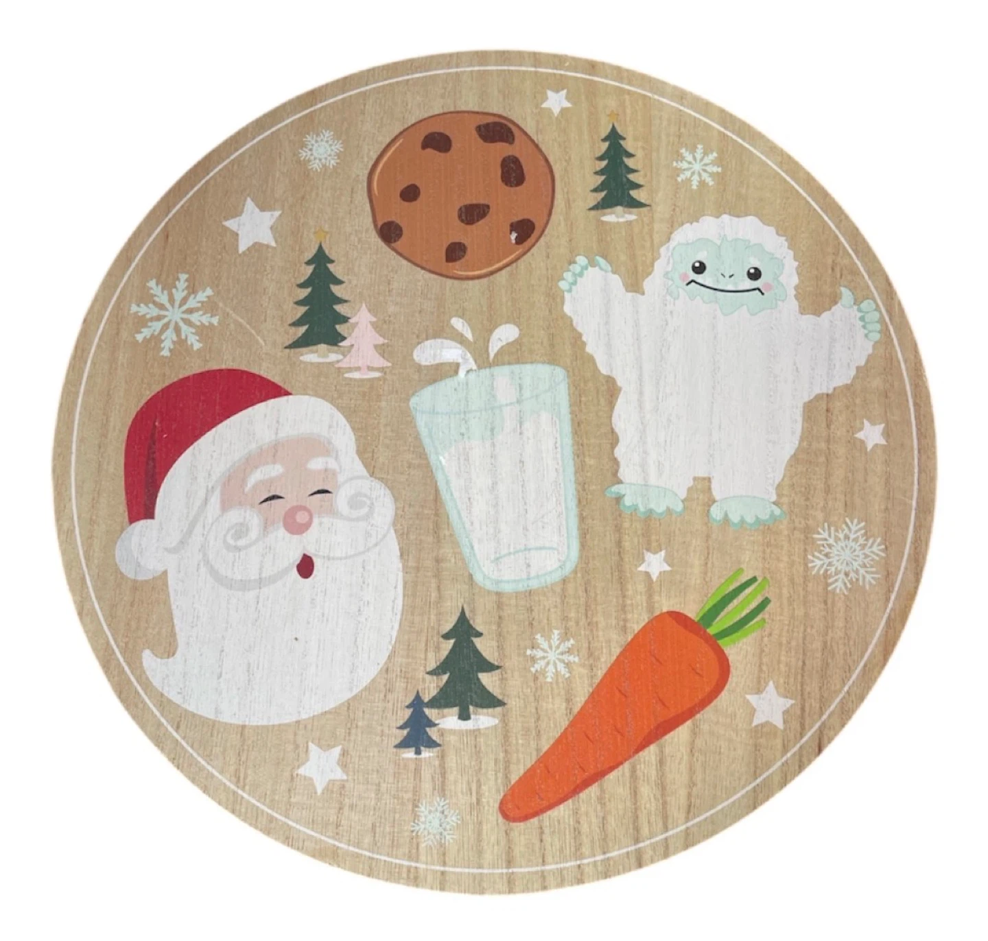 New Wooden Christmas Eve Santa Plate
