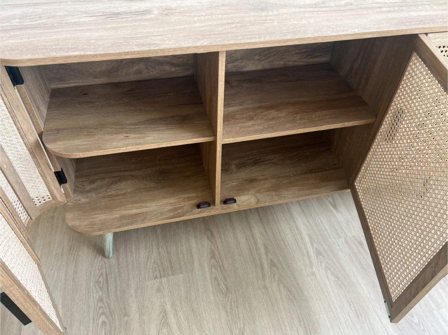 Daals Curved Rattan Large 3-Door Sideboard, Natural - photo 3