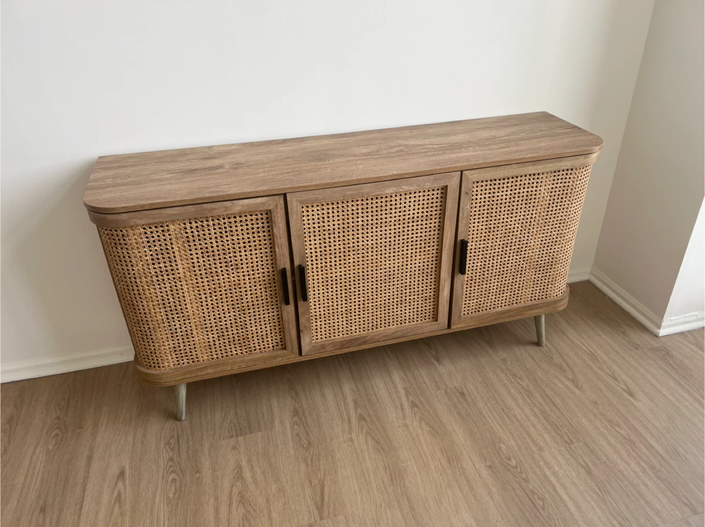 Daals Curved Rattan Large 3-Door Sideboard, Natural - photo 2