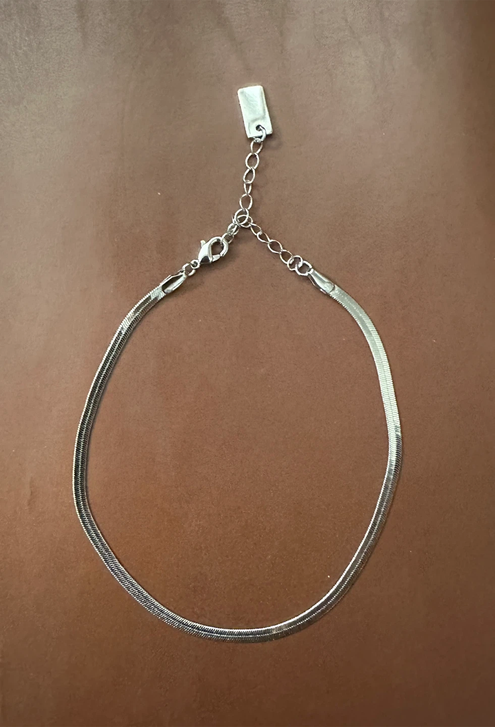 Silver Plated  Herringbone Chain Anklet - New