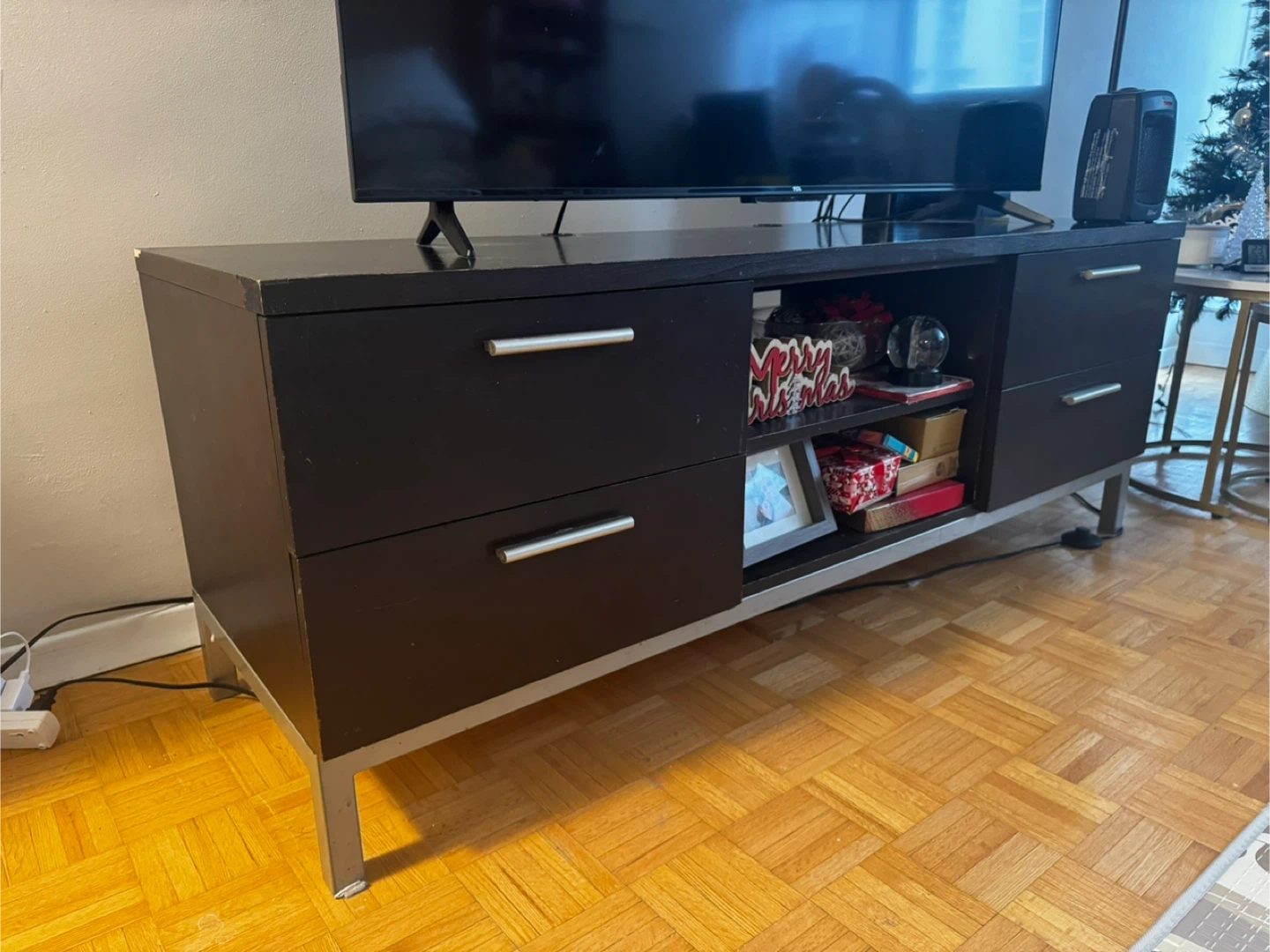 Dark Brown Media Console with Drawers