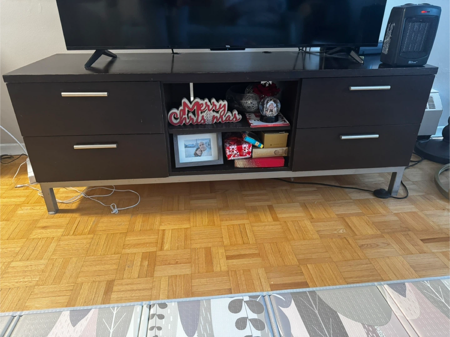 Dark Brown Media Console with Drawers - photo 4