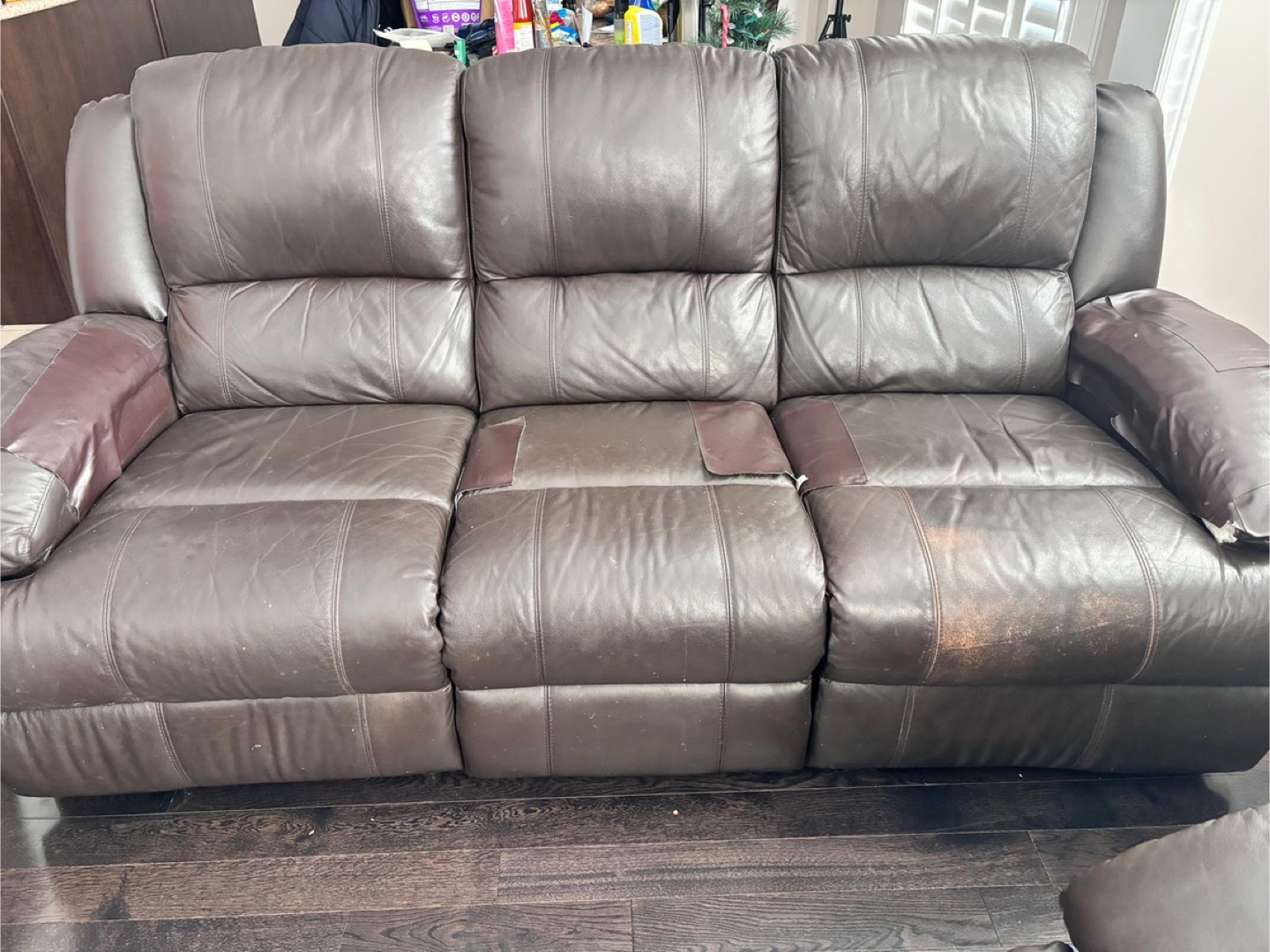 Brown Leather Sofa Recliner - photo 3