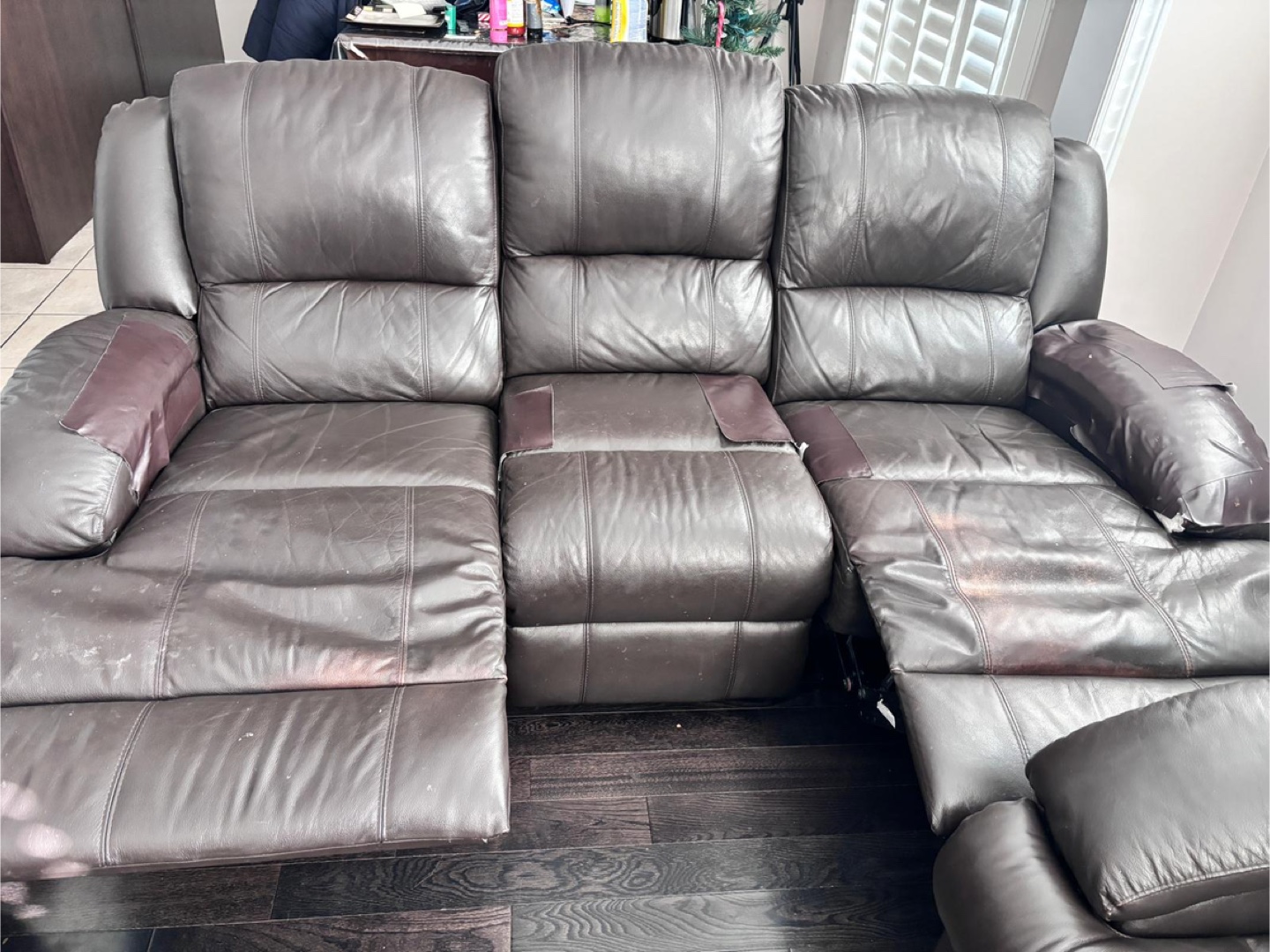 Brown Leather Sofa Recliner - photo 2