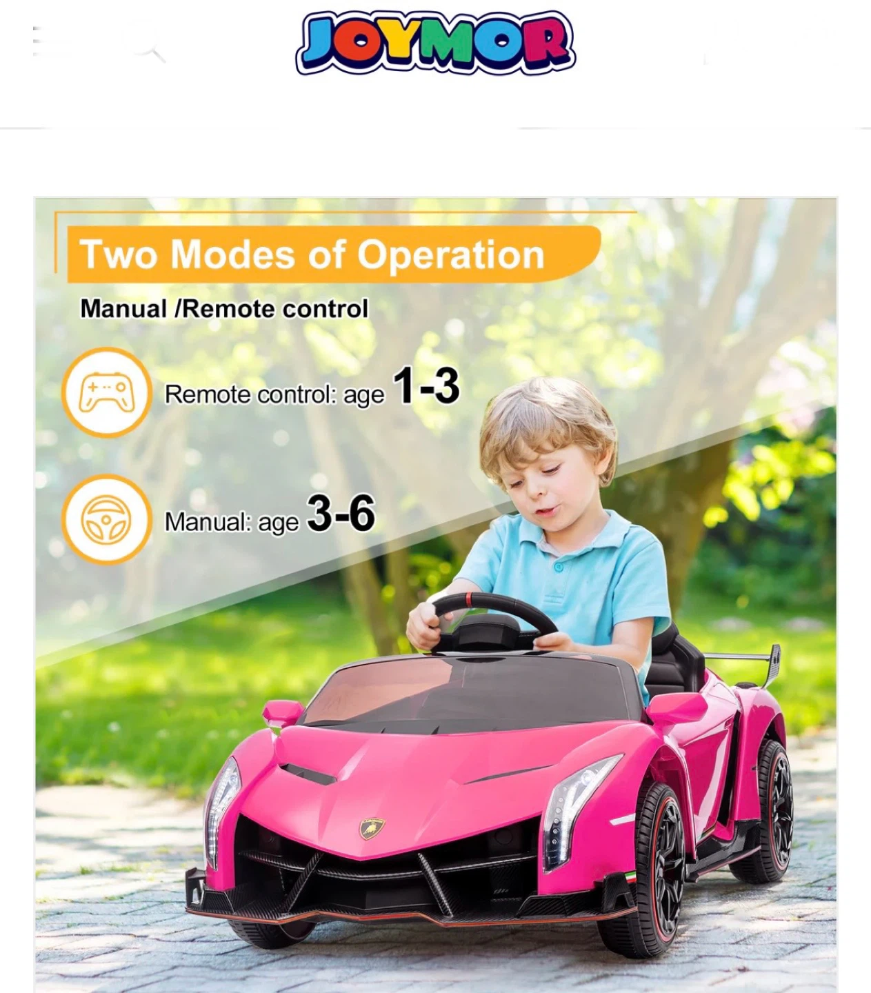 JOYMOR Pink Ride-On Car for Kids - photo 2