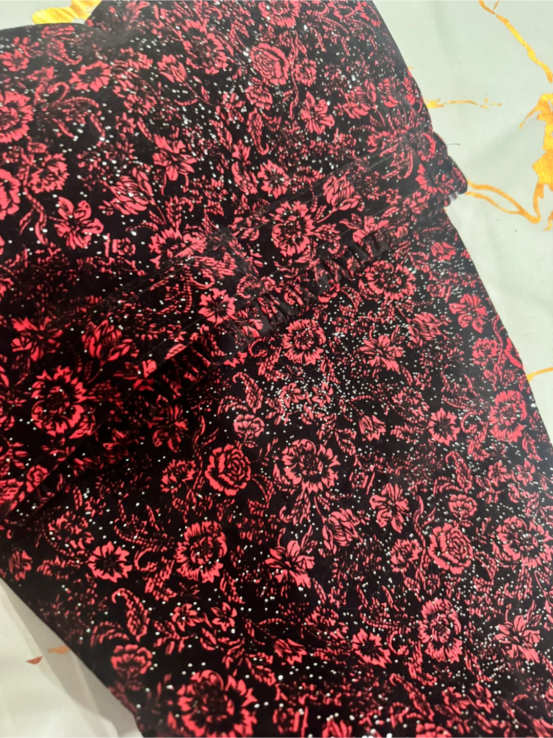 Red Floral Sparkle Leggings - photo 4