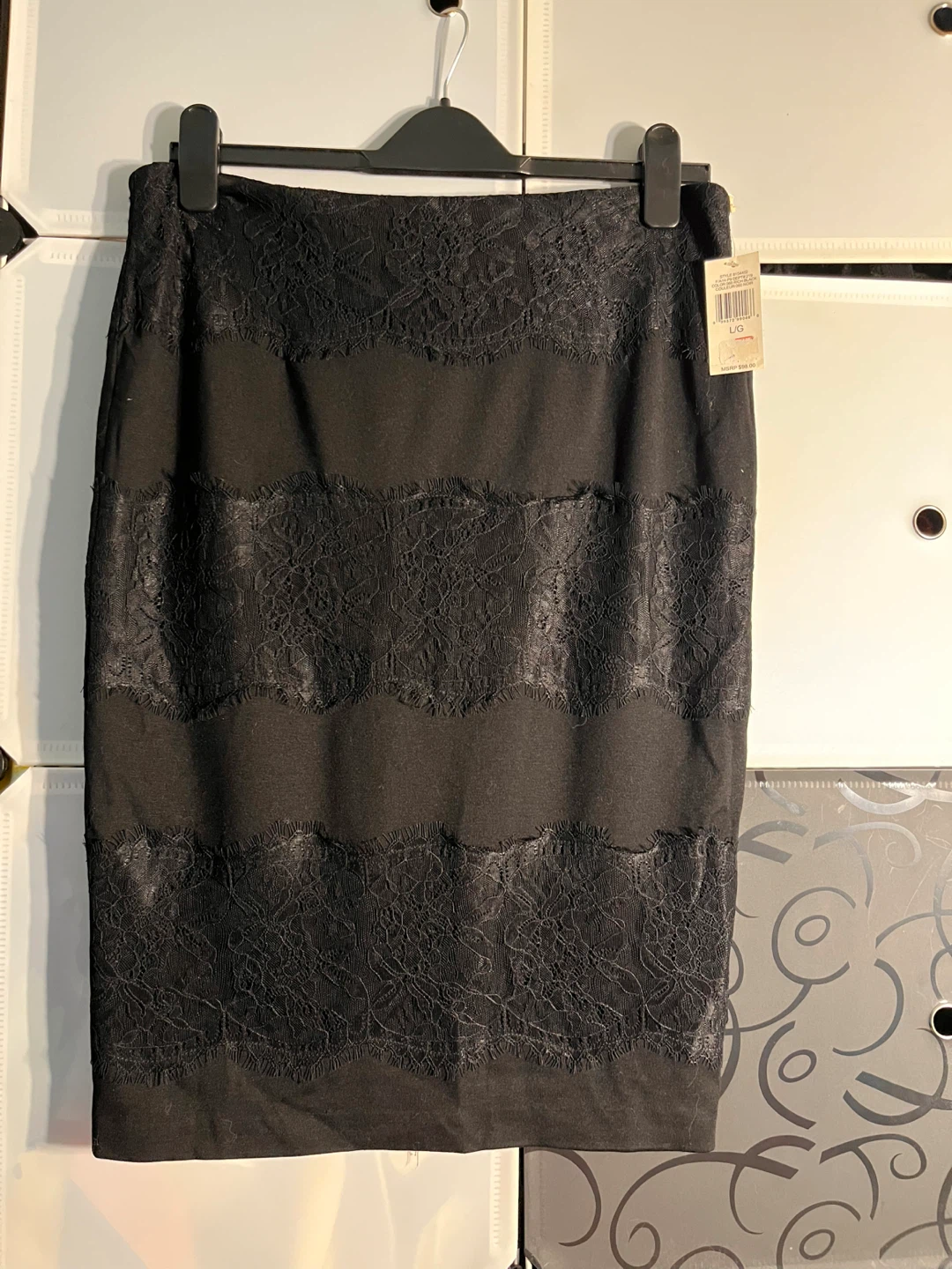 Black Lace Detail Pencil Skirt L/G - photo 2