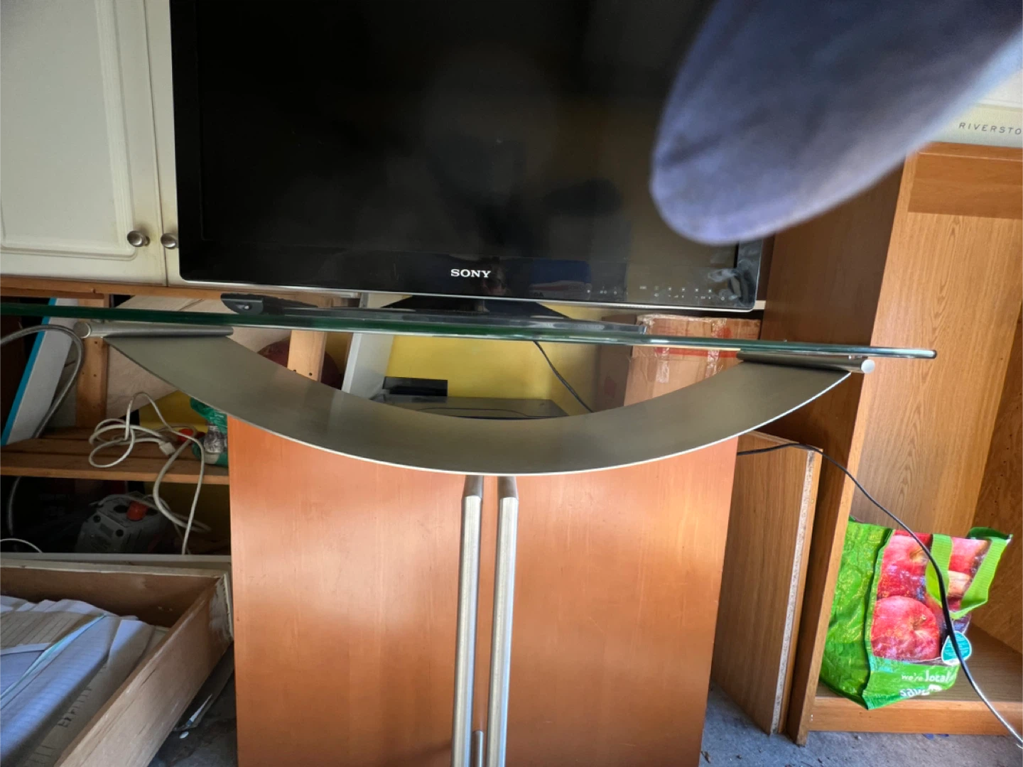 Italian style Console table, TV Stand with Glass Shelf