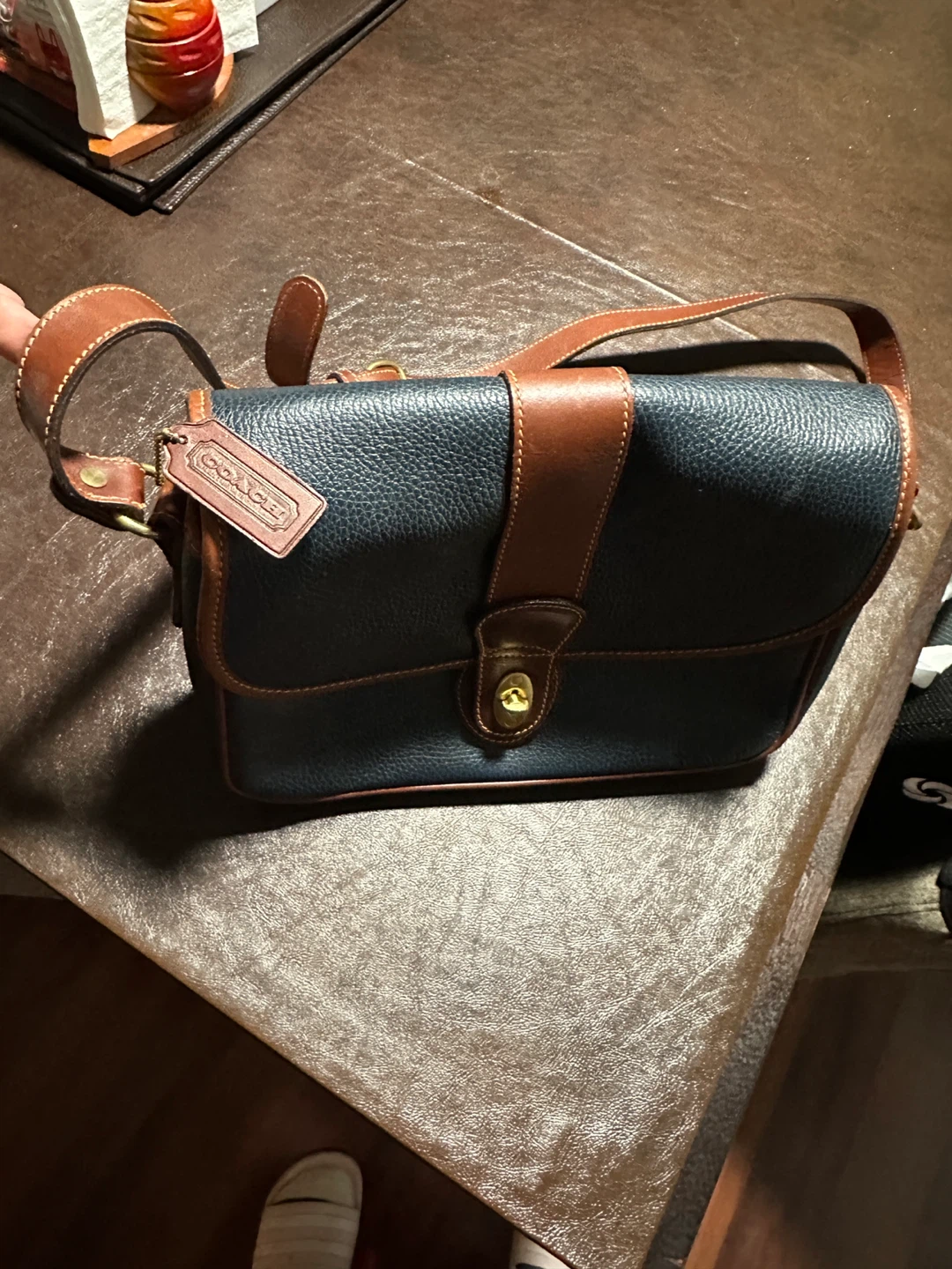 Coach Vintage Leather Crossbody Bag - Navy & Brown - photo 2