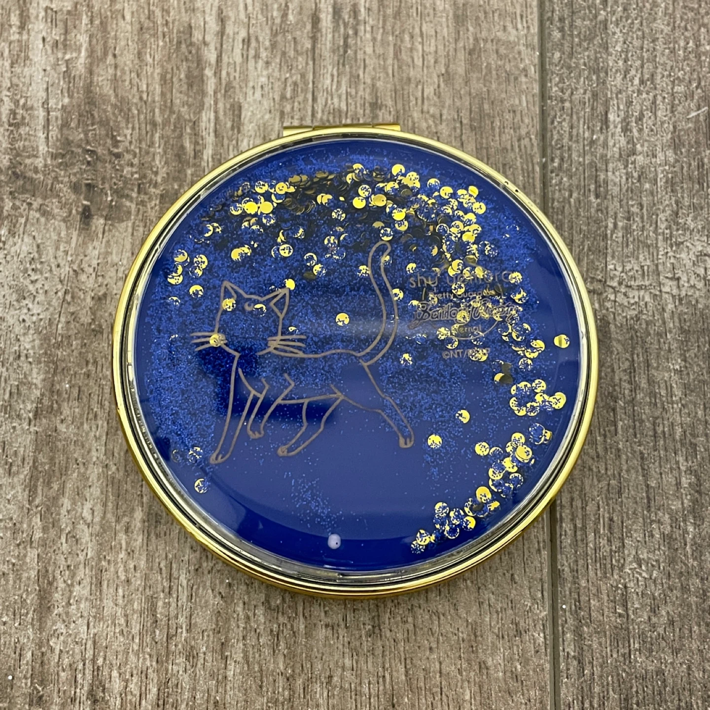 BRAND NEW 🥕 Round Compact Mirror with Blue Cat Design - photo 2