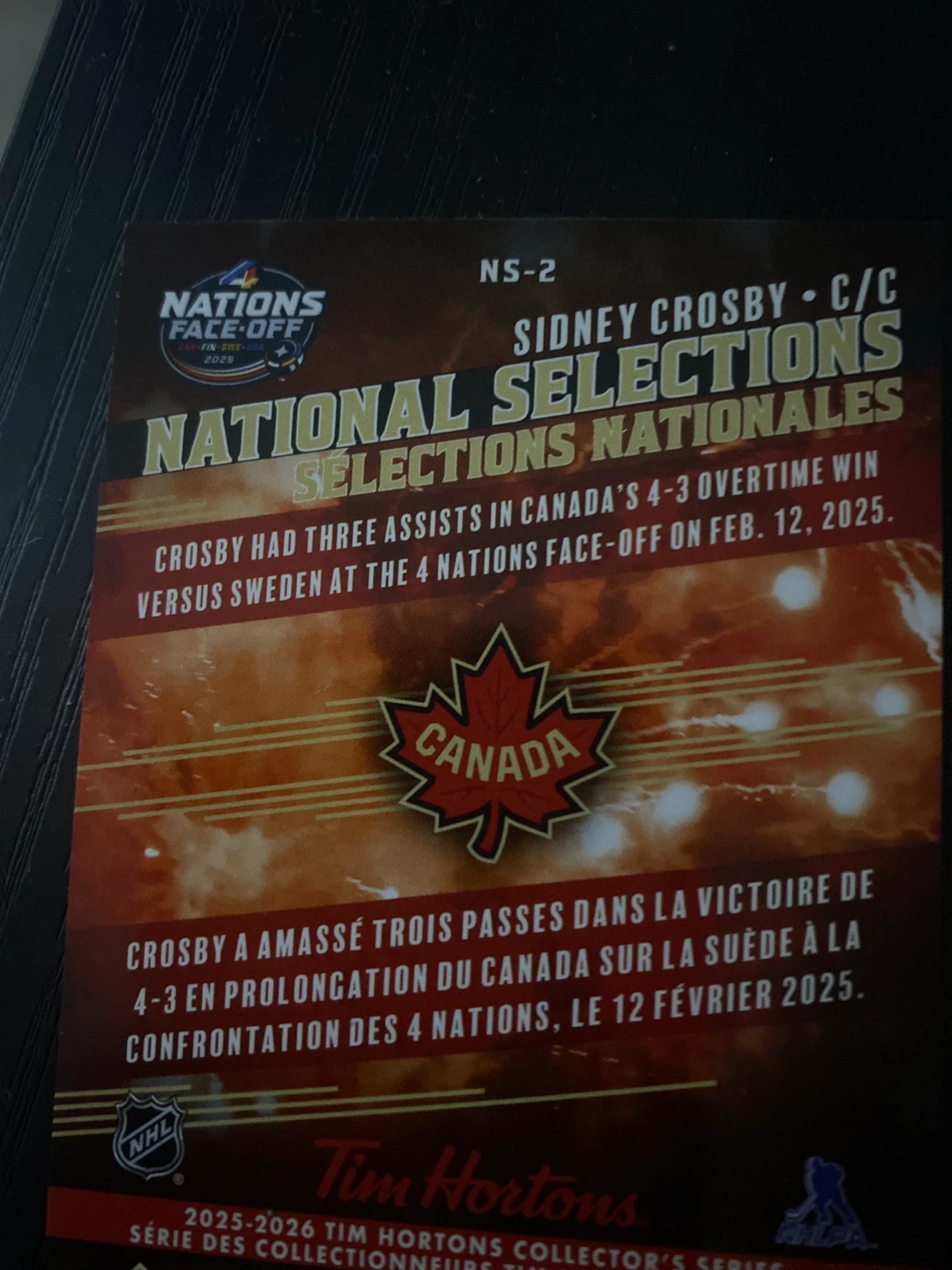 Upper Deck Sidney Crosby National Selections Hockey Card - photo 2