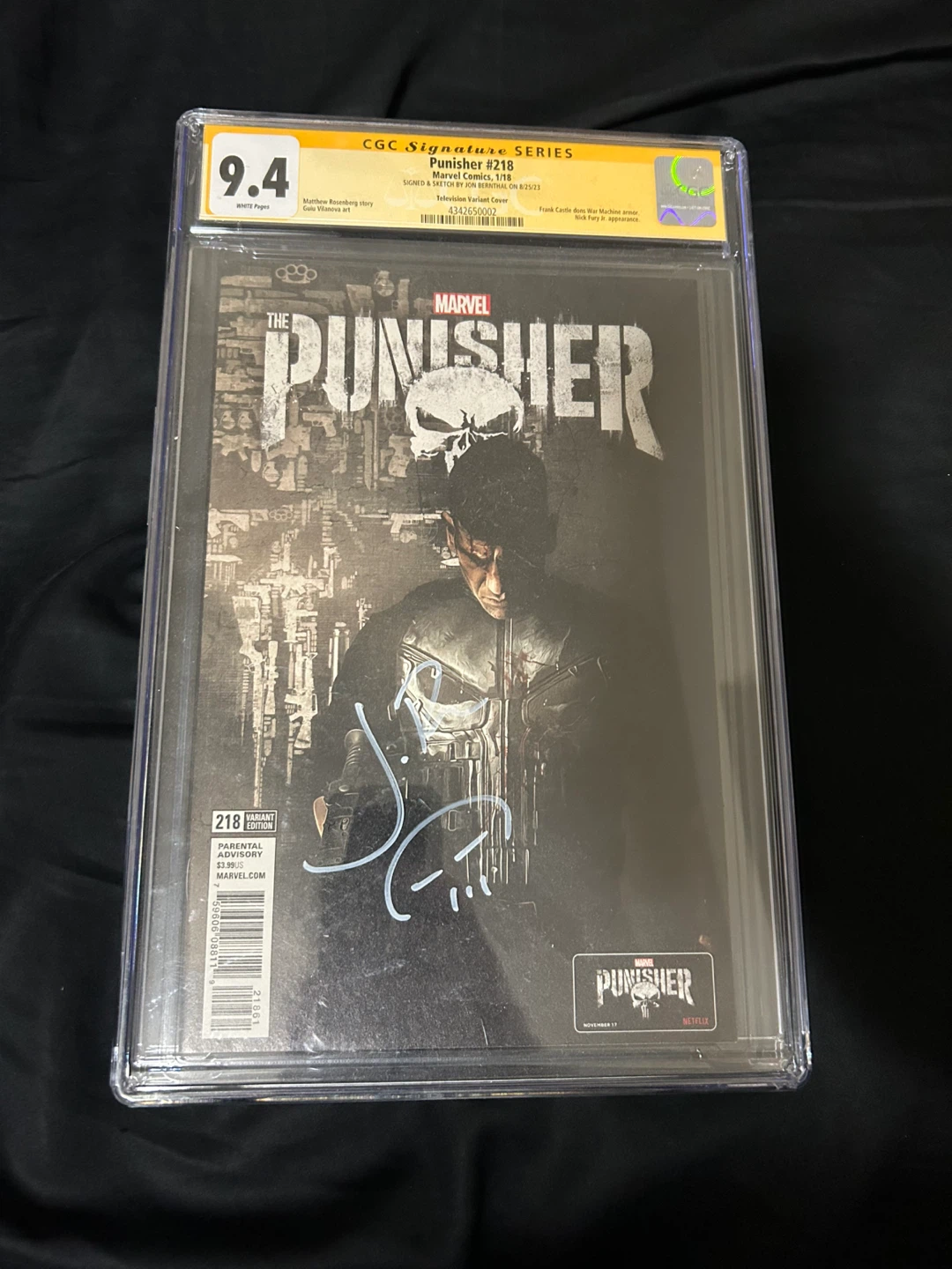 CGC 9.4 Punisher #218 Signed by Jon Bernthal