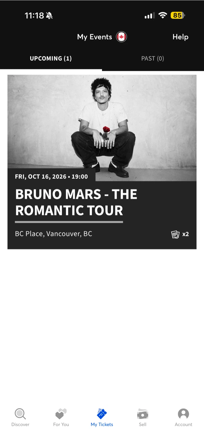 Bruno Mars The Romantic Tour Tickets - Oct 16 2026