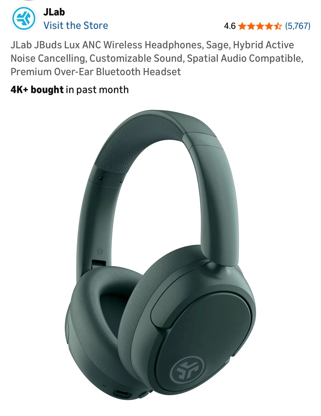 JLab JBuds Lux ANC Wireless Headphones - Sage