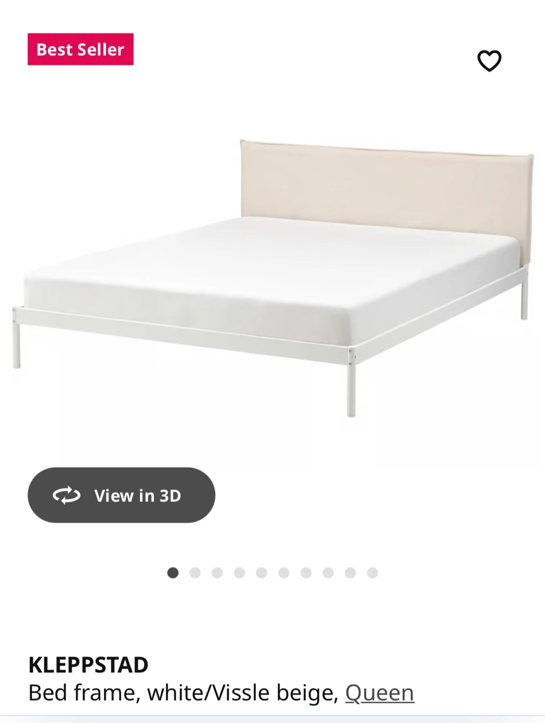 IKEA KLEPPSTAD Queen Bed Frame - White/Vissle Beige