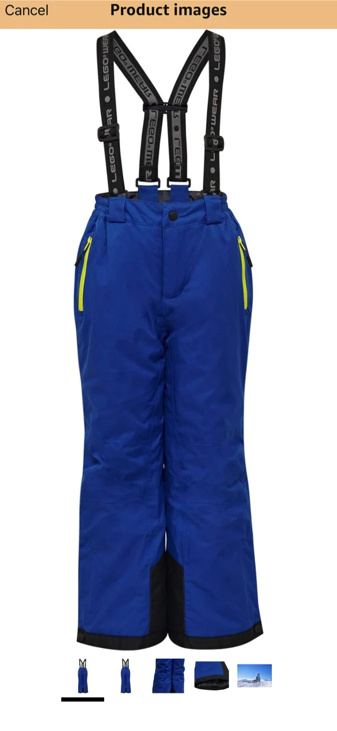 LEGO Wear Blue Snow Bib Ski Pants with Suspenders