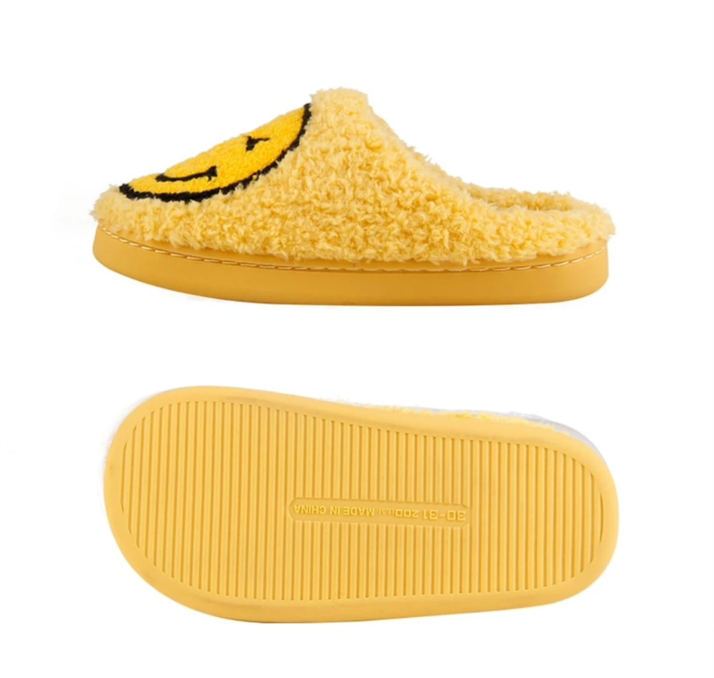 Yellow Smiley Face Fuzzy Slippers - photo 3