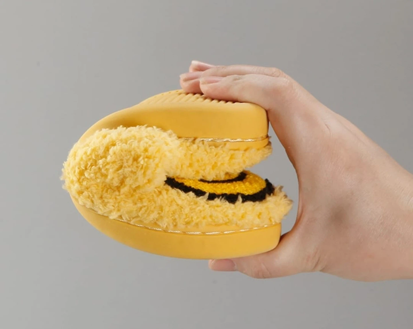 Yellow Smiley Face Fuzzy Slippers - photo 4