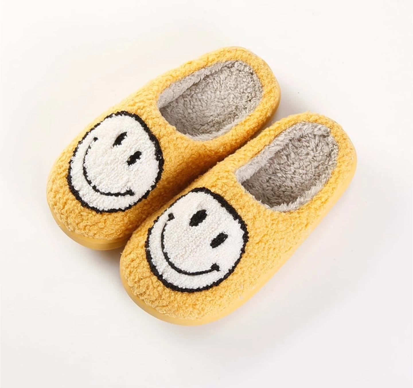 Yellow Smiley Face Fuzzy Slippers - photo 2