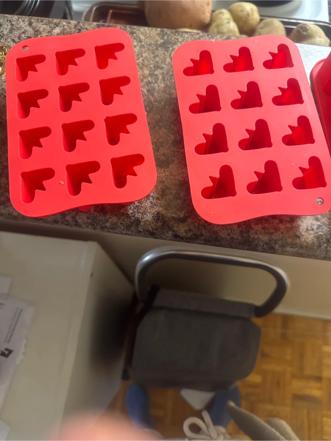 2 Red Silicone Ice Cube Trays